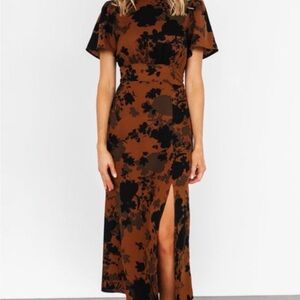 Baltic Born Brown and Black Floral Midi Dress